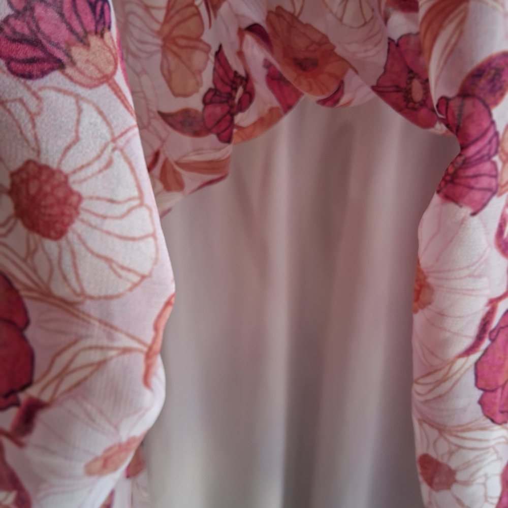 Wilfred Aritzia Artesia Smocked Pink Poppy Floral Boho Cottagecore Mini Dress M - Picture 12 of 16